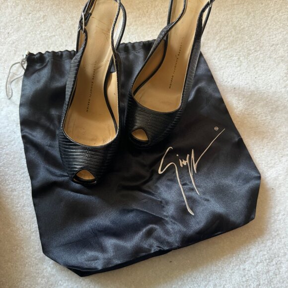 Giuseppe Zanotti Platform Heels Peep Toe Pumps Black crocodile leather - Picture 5 of 8